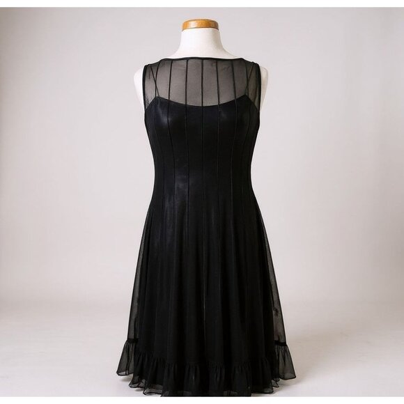 Adrianna Papell Dresses & Skirts - Adrianna Papell Black Sheer Overlay Cocktail Party Dress Women’s Size 8